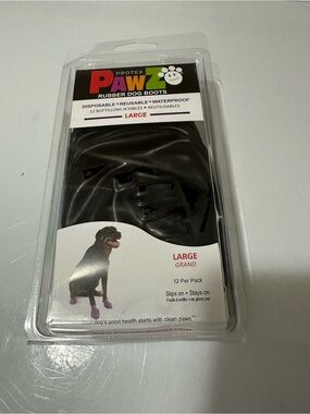 PAWZ Black Rubber Dog Boots - Large